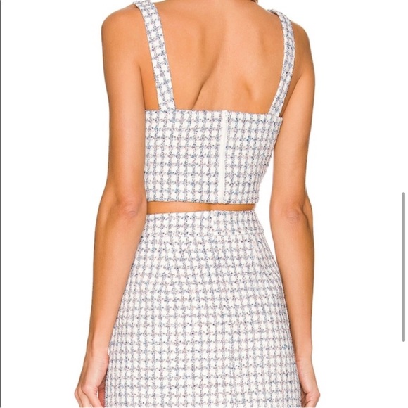 3 piece set Amanda uprichard revolve tweed skirt blazer crop top old money - Picture 4 of 6